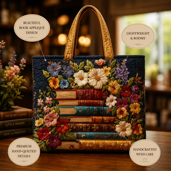 Artisanal Tote - Floral Print and Books