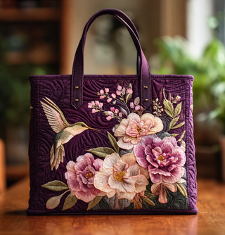 Artisanal Quilted Bag - Hummingbirds and Orchids