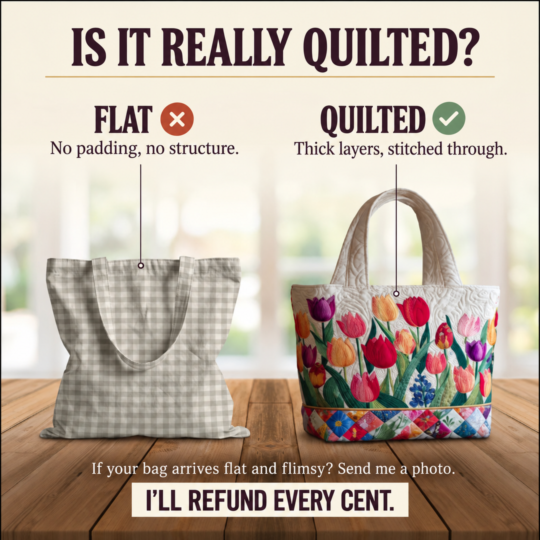 Quilted Tote Bag - Tulip Garden
