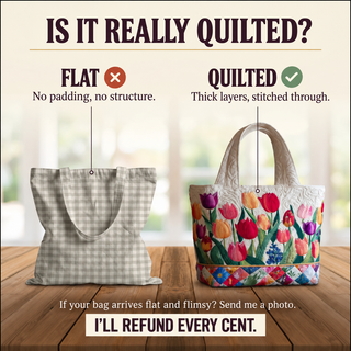 Quilted Tote Bag - Tulip Garden