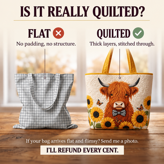 Quilted Bag - Highland Cow with Sunflowers