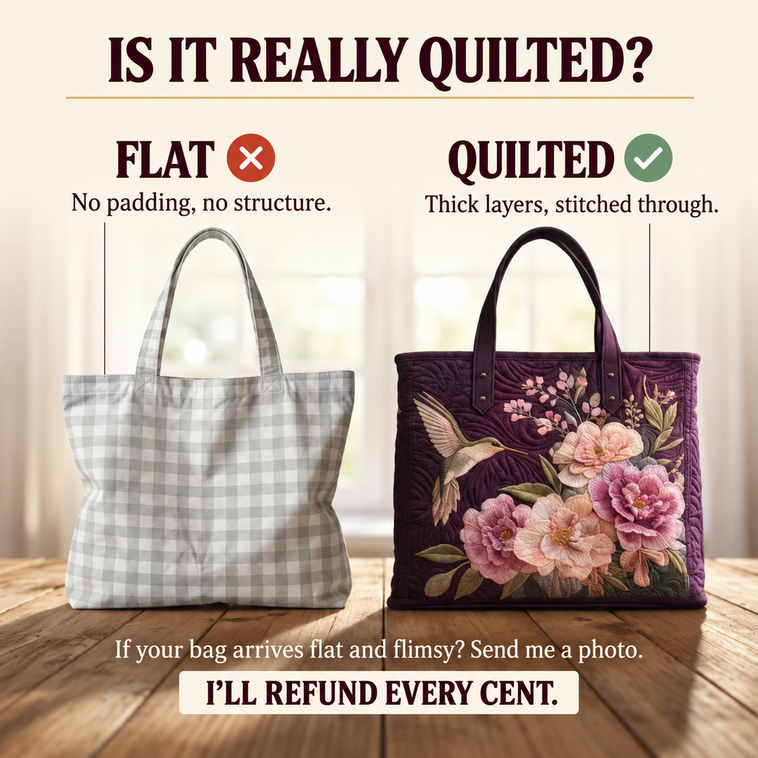 Artisanal Quilted Bag - Hummingbirds and Orchids
