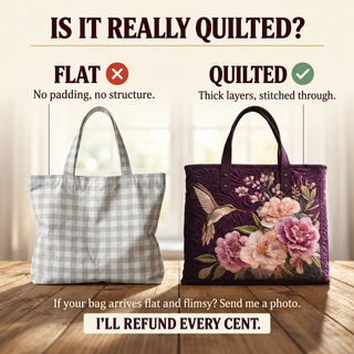 Artisanal Quilted Bag - Hummingbirds and Orchids