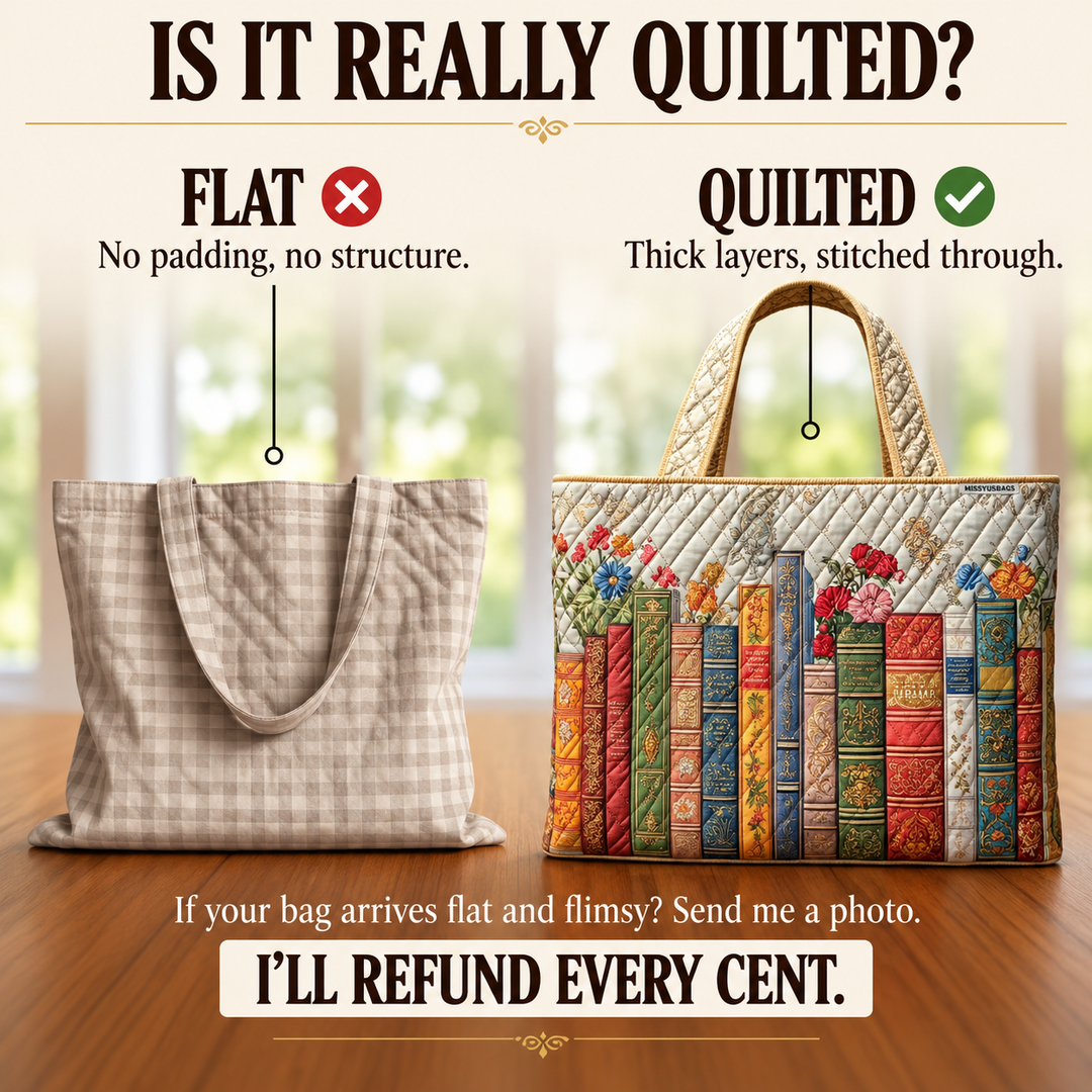 Quilted Tote Bag - Enchanted Library