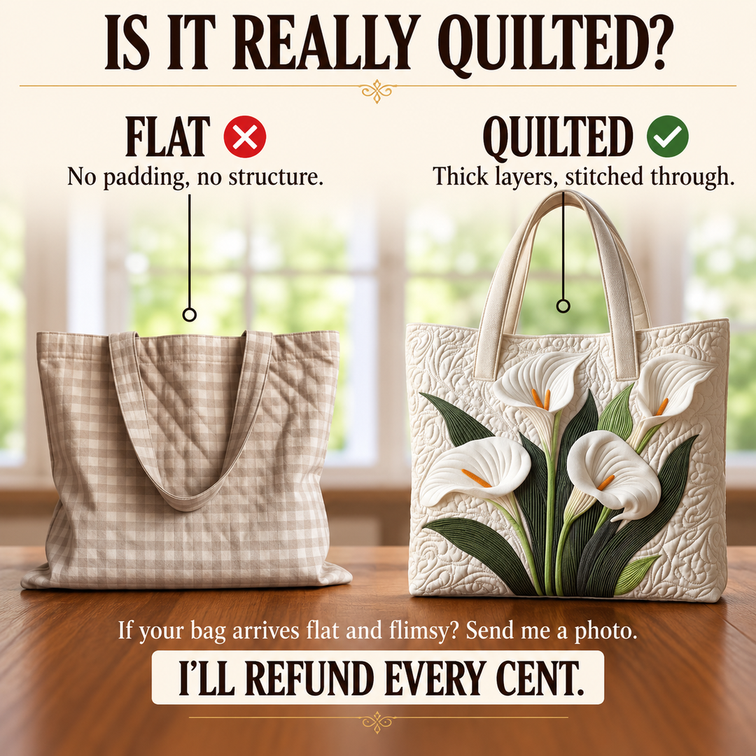 Quilted Artisan Bag - White Lilies