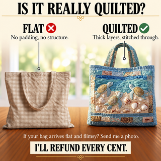 Artisanal Quilted Tote - Marine Turtles
