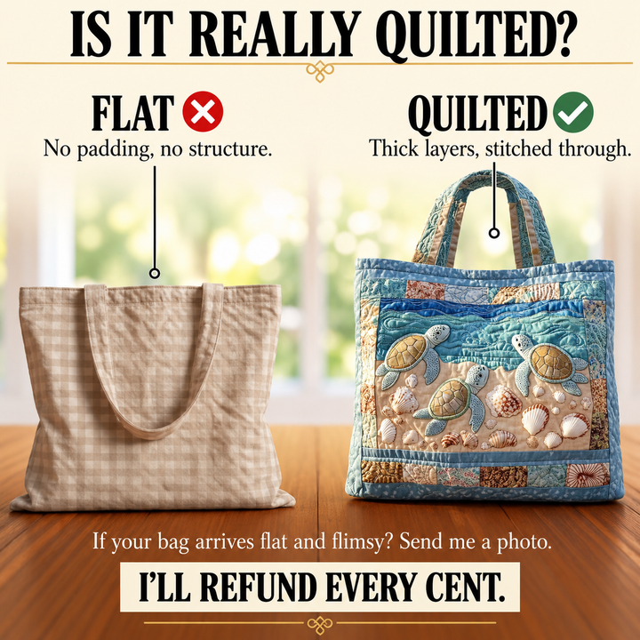 Artisanal Quilted Tote - Marine Turtles