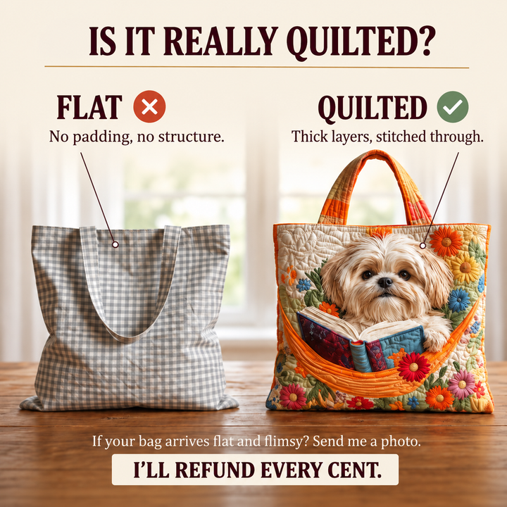Artisanal Bag - Shih Tzu with Books and Flowers