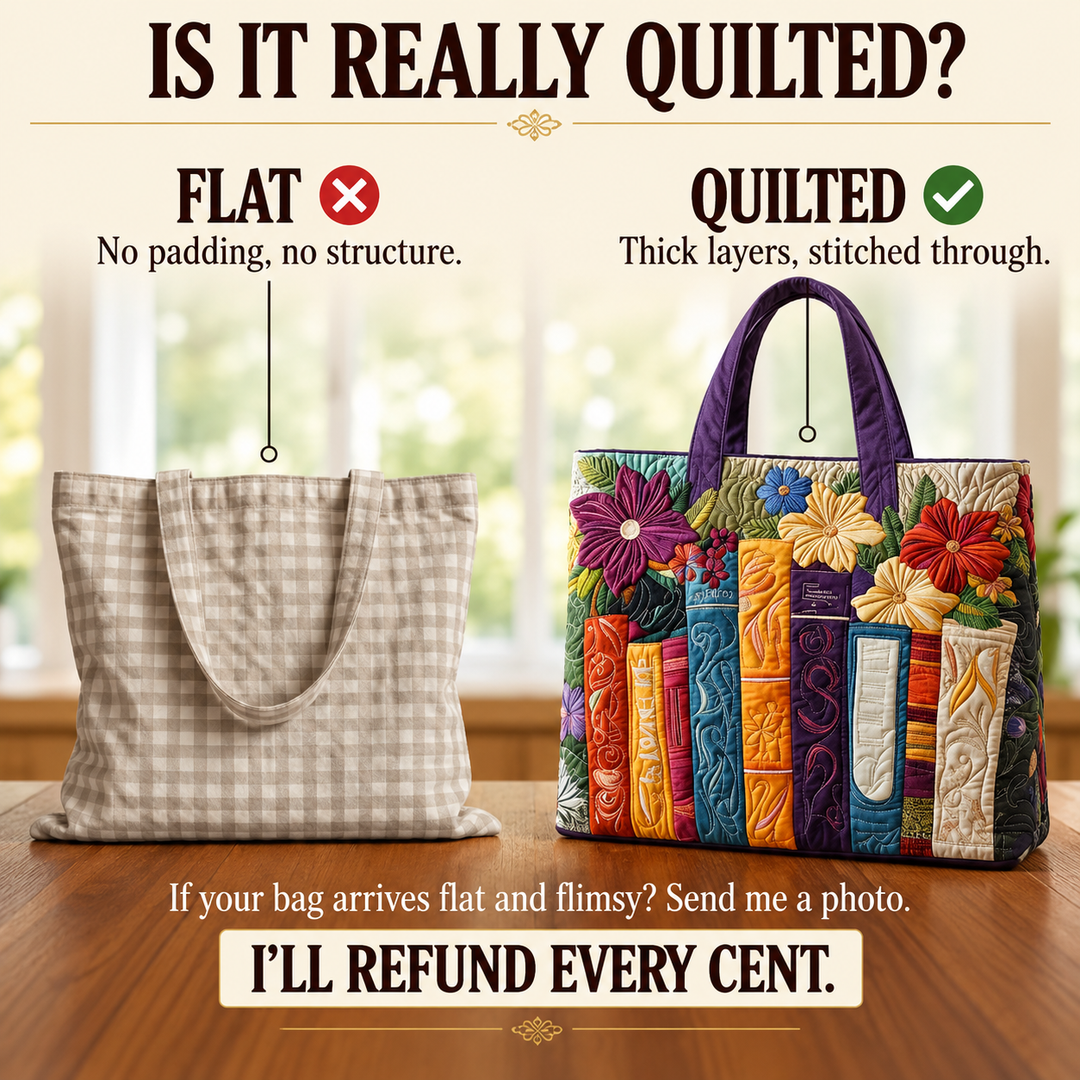 Quilted Tote Bag - Book Lovers