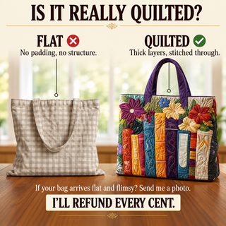 Quilted Tote Bag - Book Lovers